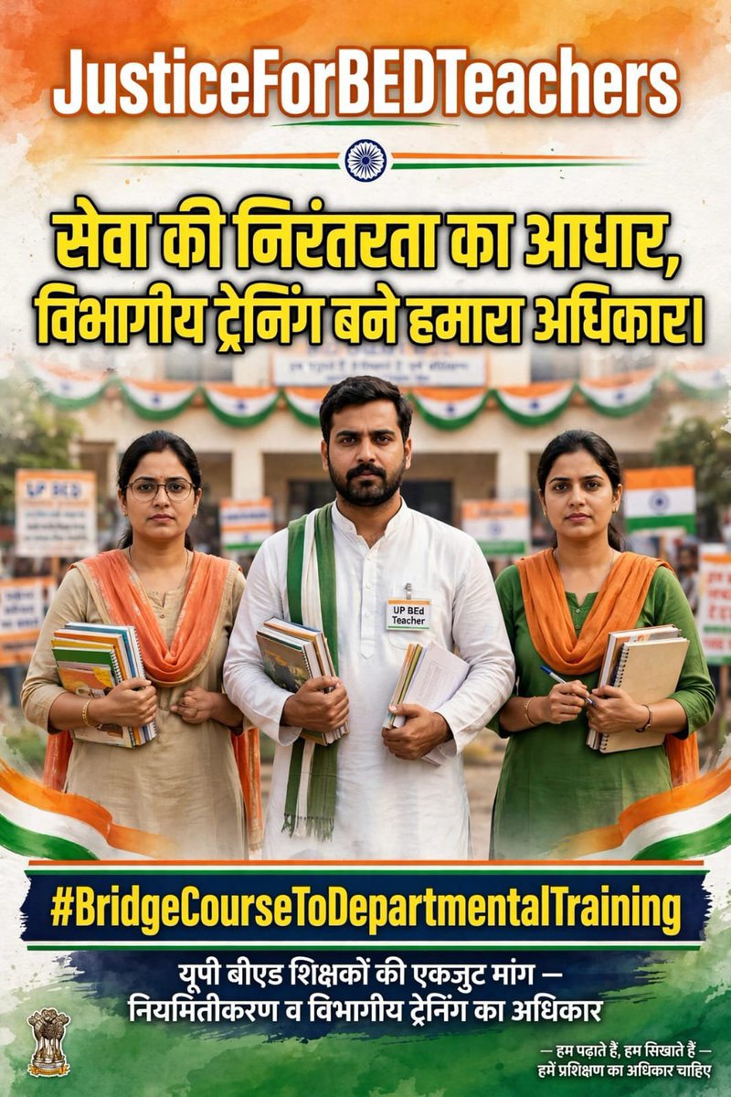 DEEPCHA40884696's tweet photo. बी.एड. प्राथमिक शिक्षकों के हित में @UPGovt और @EduMinOfIndia से विनम्र अपील है कि NIOS और NCTE के मानकों को ध्यान में रखते हुए इस समस्या का समाधान किया जाए। ब्रिज कोर्स को तुरंत इन-सर्विस विभागीय प्रशिक्षण के रूप में लागू किया जाए। 📢#BridgeCourseToDepartmentalTraining https://t.co/SPe7HbpLVe