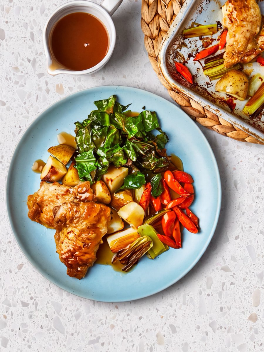 goustocooking's tweet photo. Let the oven do the work 🙌

🍽 Oven Baked Chicken Roast With Carrots &amp; Leeks https://t.co/DzpATVeDD5