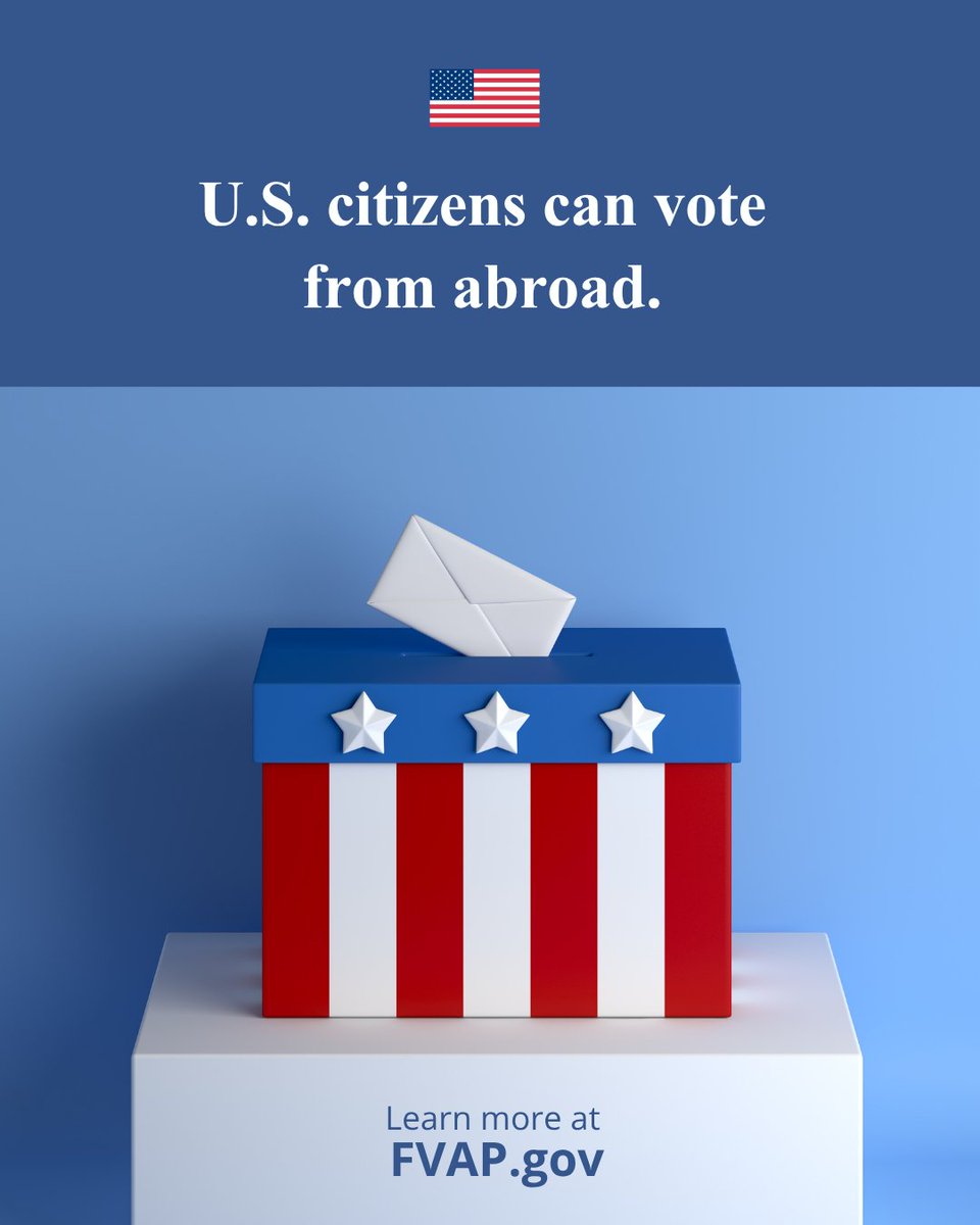 USEmbassyBW's tweet photo. 🗳️ U.S. citizens voting from abroad should check https://t.co/ljYEiAxvuO for their state’s deadline to submit their ballot. It may be sooner than you think! https://t.co/v0yhmeLdcL