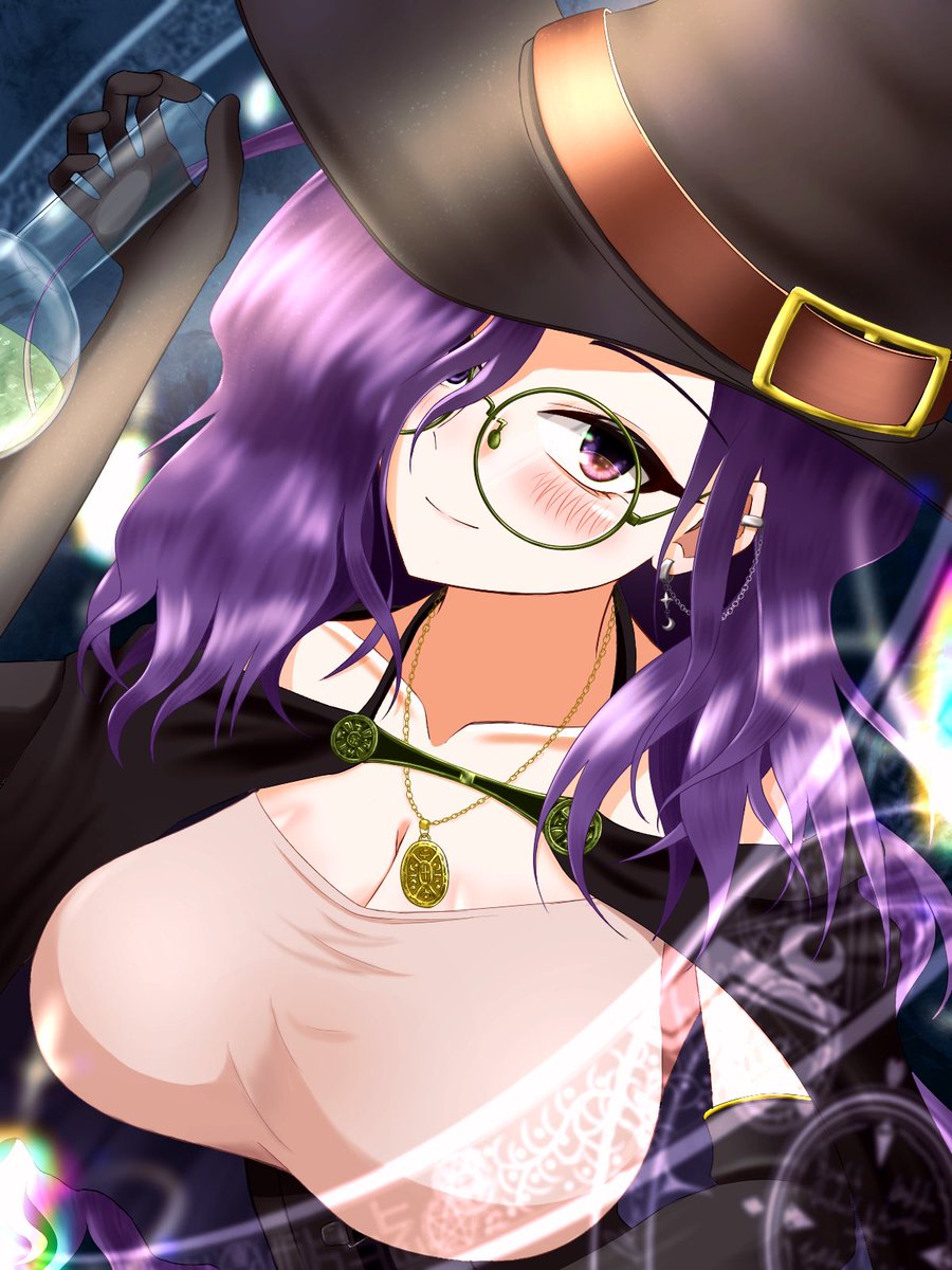 Koba7134third's tweet photo. #OC 
丸眼鏡×片目隠れ魔法使いおねえさん https://t.co/28lr3P6mZR