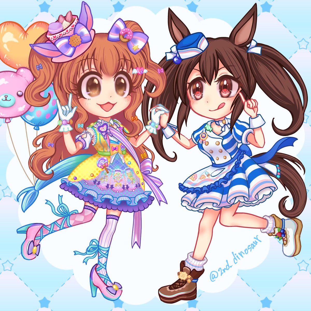 2nd_dinosaur's tweet photo. おっきくて可愛いふたり🍭🍩✨

#諸星きらり #ヒシアケボノ
#デレマス #ウマ娘 https://t.co/C2u2PP0bVt