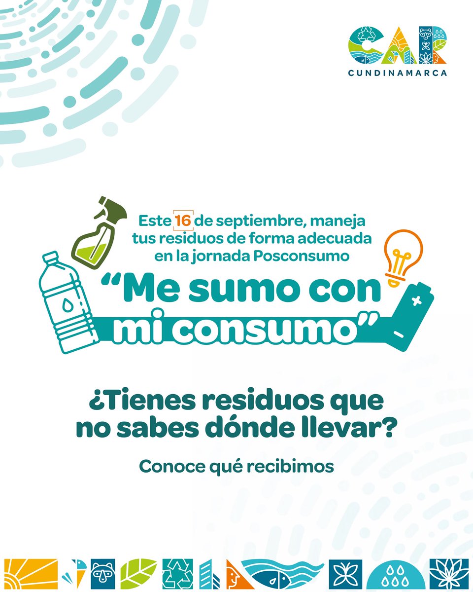 Alfred_Balle's tweet photo. Si tienes pilas, baterías, llantas, medicamentos vencidos, celulares, computadores o electrodomésticos que ya no utilizas, esta información es para ti. 

En nuestra jornada “Me sumo con mi consumo” de la @CAR_Cundi habilitamos 12 puntos de recolección para facilitar su entrega adecuada y evitar impactos sobre el ambiente.

Separa en casa, revisa qué residuos son recibidos y súmate.

Disponer de los residuos de manera correcta también es darle una nueva oportunidad a los materiales y cuidar el territorio.