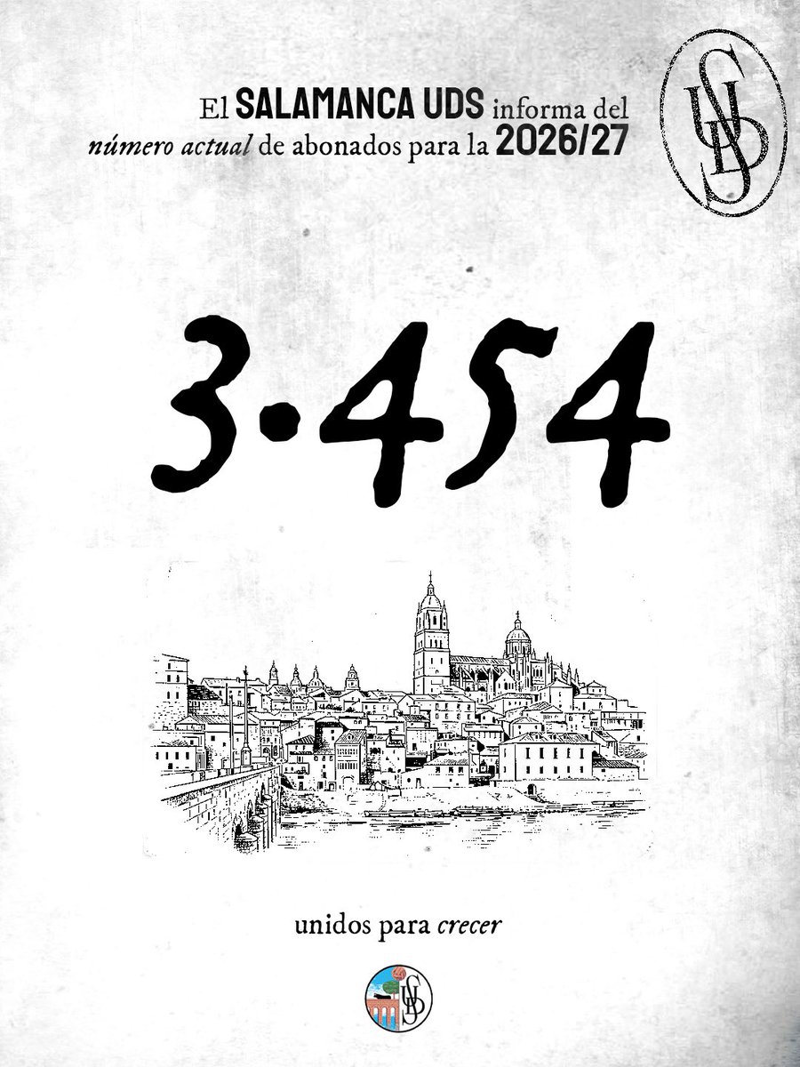 SalamancaCFUDS's tweet photo. 3.454 🤍🖤

¡Tres partidos, tres victorias!

La ilusión crece, el equipo responde y el Helmántico sigue sumando corazones (a prueba de infarto) 😮‍💨

¡Ya somos 3.454 abonados!

#TodoEmpiezaAquí | #UnidosParaCrecer https://t.co/7qq9DFVB0F