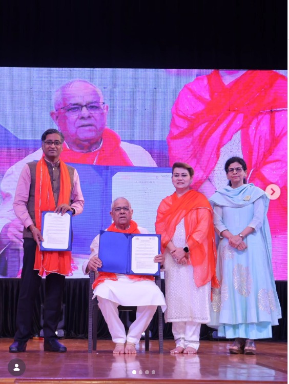 DhyanKaksh's tweet photo. A Meaningful Step Towards Value-Based Education

We extend our heartfelt gratitude to Prof. Dr. V. R. Raghuveer, Vice Chancellor, SRM University, Sonepat, for signing the landmark Letter of Intent between SRM University Delhi-NCR, Sonepat (SRMUH) and the World’s First School of Equanimity and Even-Sightedness – Dhyan Kaksh on 7 September 2026.

This collaboration introduces a 15-Hour Certificate Programme in Value Education, Equanimity & Holistic Development, aligned with UGC’s Mulya Pravah 2.0.

We deeply appreciate Prof. Raghuveer’s visionary leadership and commitment to nurturing character, empathy, ethical discernment and holistic development among the leaders of tomorrow.

Together, let us shape education that transforms not only minds, but also lives. 🌱

🌐 https://t.co/Ww2B1WUSp8

#ValueEducation #Equanimity #HolisticEducation #MulyaPravah2 #HigherEducation #HumanValues #DhyanKaksh #SRMUniversity #SatyugDarshanTrust