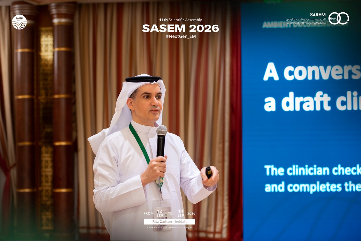 sasem2026's tweet photo. Track: Digital Emergency Medicine 🤖

🚨 How Ambient AI Is Transforming Emergency Medicine

Presented by Dr. Khalid Khalaiwi, exploring how AI is reshaping the future of emergency care.
#SASEM2026
#NextGen_EM https://t.co/iYVihrCaPF
