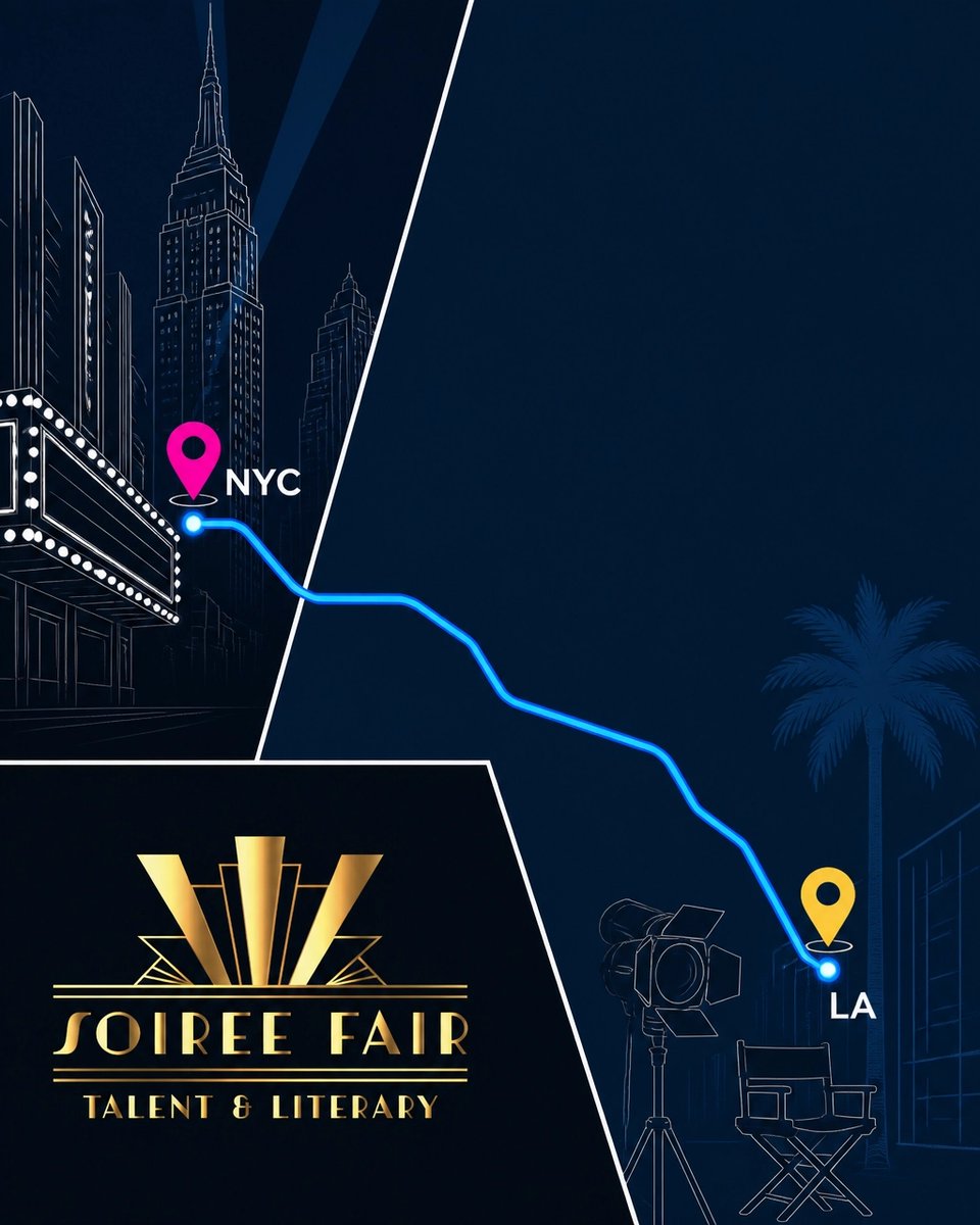 SoireeFair's tweet photo. New York builds the craft. Los Angeles expands the reach. The right strategy connects both. Two Coasts. One Standard. Theatre to screen, project development and personal management: https://t.co/6cqjU5Gsb7 #SoireeFairTalent&amp;Literary https://t.co/vQz42auaFi