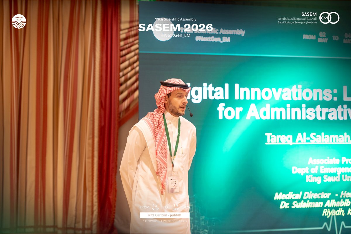 sasem2026's tweet photo. Track: Digital Emergency Medicine 🤖

⚡ Digital Innovations: Low-Hanging Fruit for Operational Efficiency

 Mr. Tarek AlSalamah, exploring simple digital innovations that can make emergency care more efficient.

#SASEM2026
#NextGen_EM https://t.co/oxzlQLHxU7