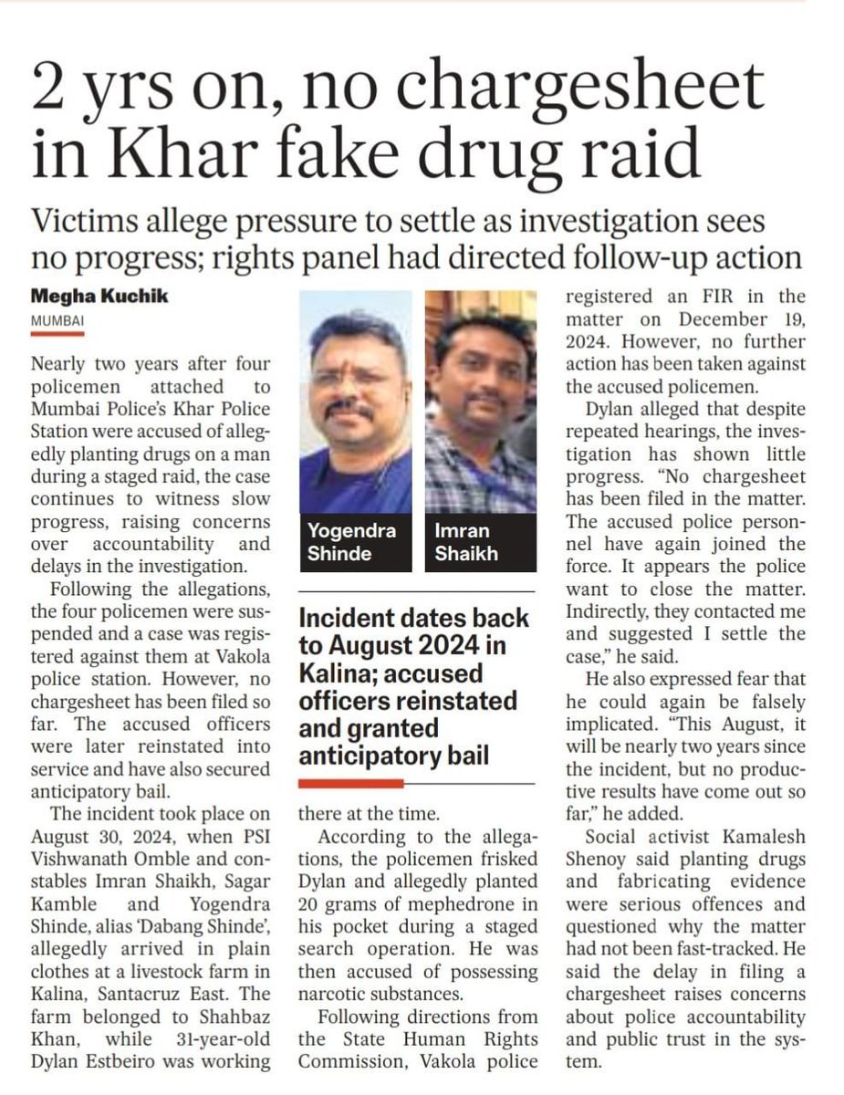 DylanEstibeiro's tweet photo. @Dev_Fadnavis @lokmat @HMOIndia @PMOIndia @TMS190 @VarshaEGaikwad @NavbharatTimes after 2 long years of waiting the Vakola police finaly have taken the case up by wasting time to help the 4police men who had planted drugs in Kalina very sad progress n NDPS Substance not recovered https://t.co/R7qiPwZUEa