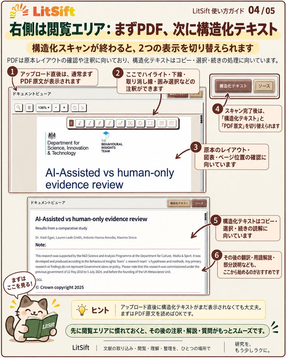 LitSift's tweet photo. LitSift 使い方ガイド|Workbenchの使い方
今回は、LitSift の基本機能の中から Workbenchの使い方を紹介します。
文献をアップロードしたあと、どう読む?どう注釈する?右クリックでは何ができる?
今回は、よく使う基本操作をまとめました。
#LitSift #論文読解 #文献管理 #研究支援 #大学院生 https://t.co/a7TJSp4hHa