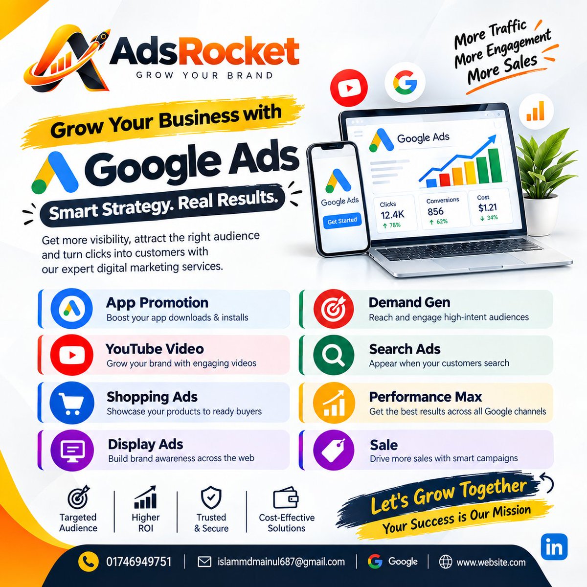 FreelanceMainul's tweet photo. 🚀 Grow Your Business with Google Ads!

Reach the right audience, generate quality leads &amp; drive more sales with smart, performance-focused Google Ads campaigns.

🎯 Targeted Reach
📈 Better ROI
💰 More Sales

📱 WhatsApp: +8801746949751
📧 info.adsrocket@email.com
#GoogleAds https://t.co/2aHUg9bVX6