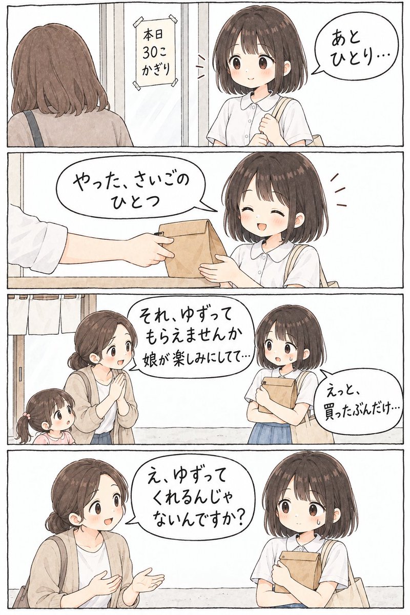 miomio_00u's tweet photo. 朝から二時間並んで買った最後のひとつ、知らない人にゆずることになったんだよね

それなのになんでか、わたしが悪い人みたいになっちゃって
こういう時どうするのが正解なんだろう？ https://t.co/Oqb6zzSdB1