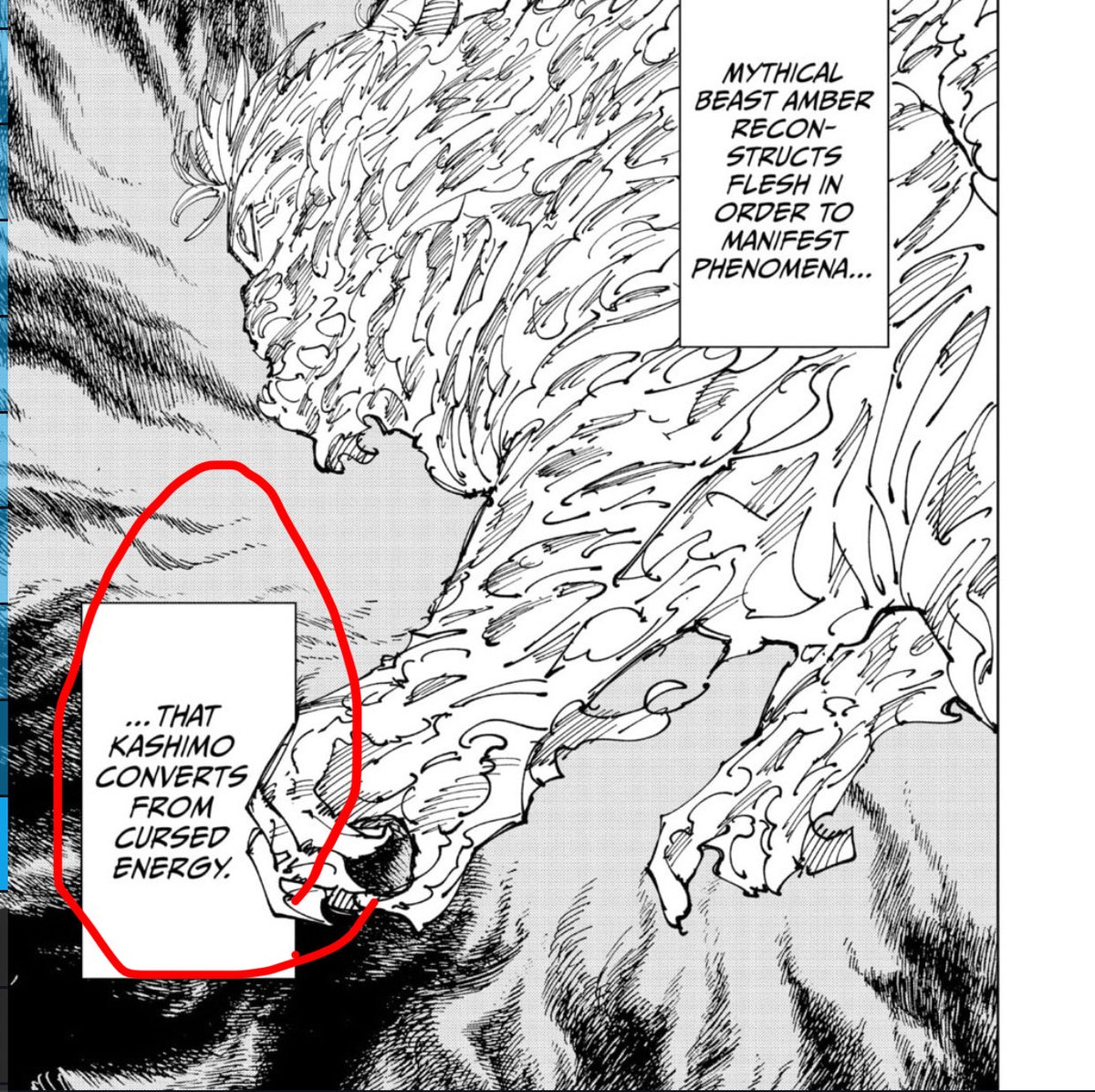 Whiteberries2's tweet photo. @manganimist @shadowholl98849 Sorry if I’m wrong,
But doesn’t the reconstructed flesh convert from cursed energy or is it only his manifested phenomenon that his mba attacks? and if it’s the latter that still means in this hypothetical kashimo can spam his em waves, sound attacks etc https://t.co/V6zssTNpL2