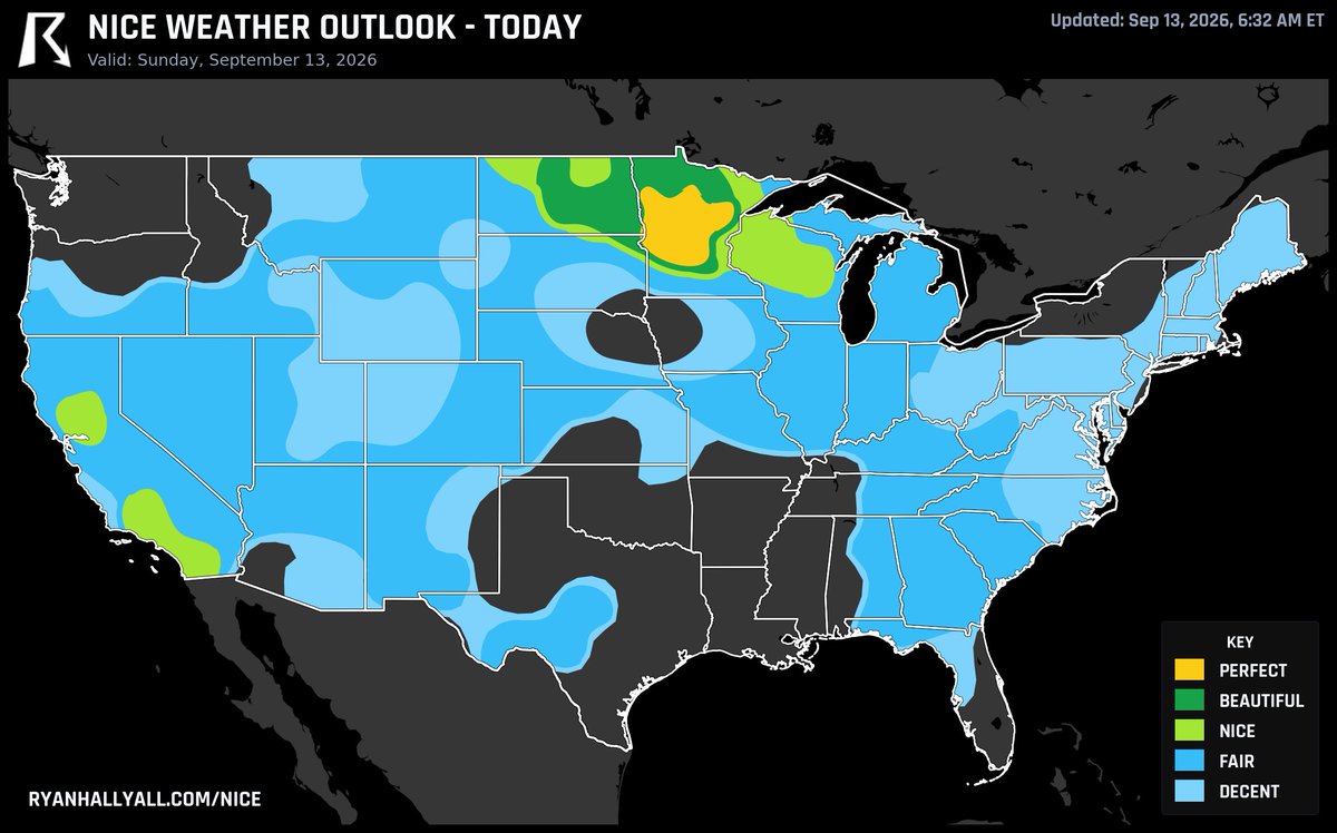 ryanhallyall's tweet photo. The nicest weather in the USA today will be in and around St. Cloud, MN. https://t.co/YqitUX9P0C