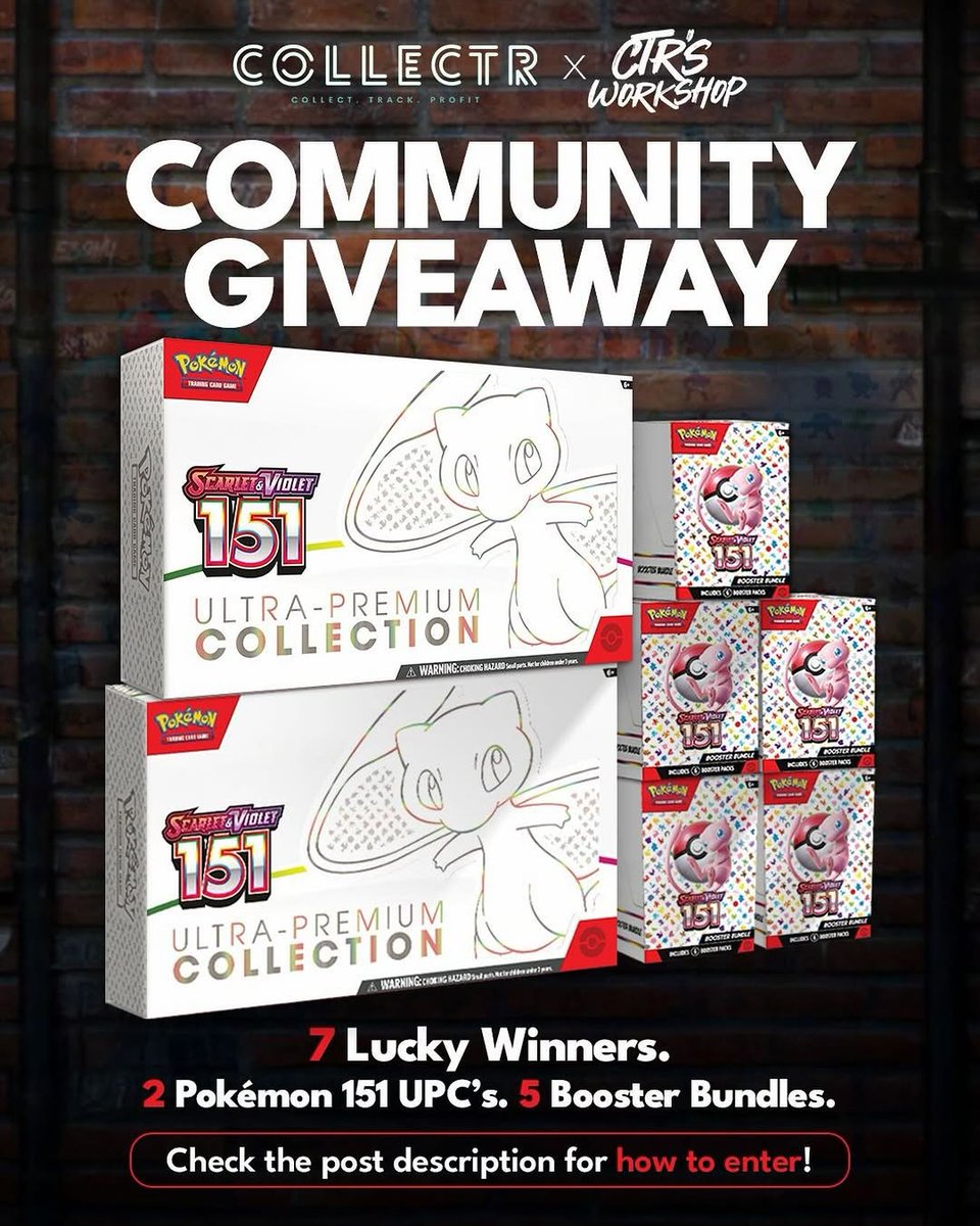 venegasgian's tweet photo. Who wants a 151 giveaway? 👀🎉

We’re teaming up for a special CTR x Collectr event! We’re picking 7 winners total: 2 will receive a 151 UPC each, and 5 will receive a 151 Booster Bundle each.

To enter:

1️⃣ Follow  and  here on Instagram
2️⃣ Subscrib... https://t.co/77xG9vJHnu