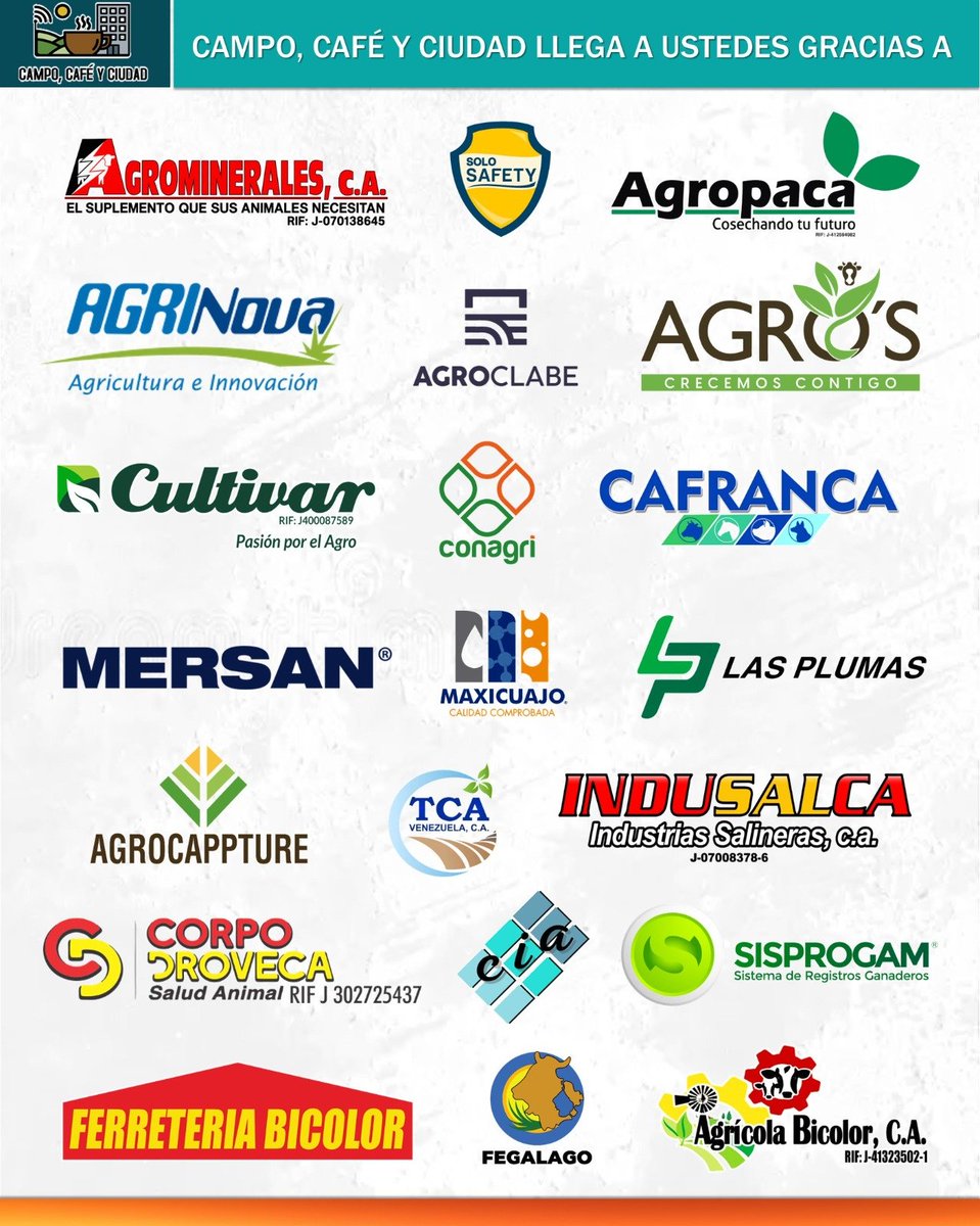 campocafeciudad's tweet photo. Campo, Café y Ciudad #Radio llega a ustedes apreciados amigos y oyentes gracias al invaluable apoyo de nuestros patrocinadores y de las emisoras aliadas 

#CampoCafeCiudad #Agricultura #Ganadería #Agroinnovación #Venezuela https://t.co/TU93H0pUXH