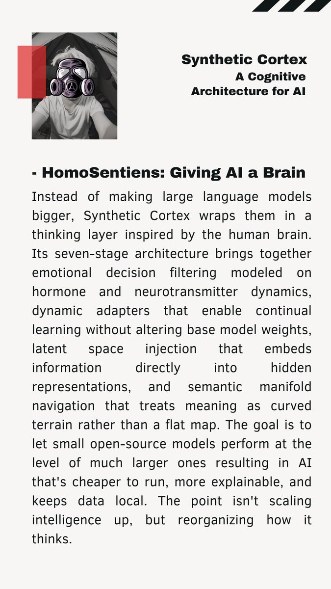 scortexlab's tweet photo. It is a technology that synthesizes emotions from the decision-making processes of LLMs using a mathematical model of synthetic cortical hormones and neurotransmitters, and utilizes these weights to manipulate subsequent decision-making processes. #syntheticCortex #AI https://t.co/CTzVmBoM0t