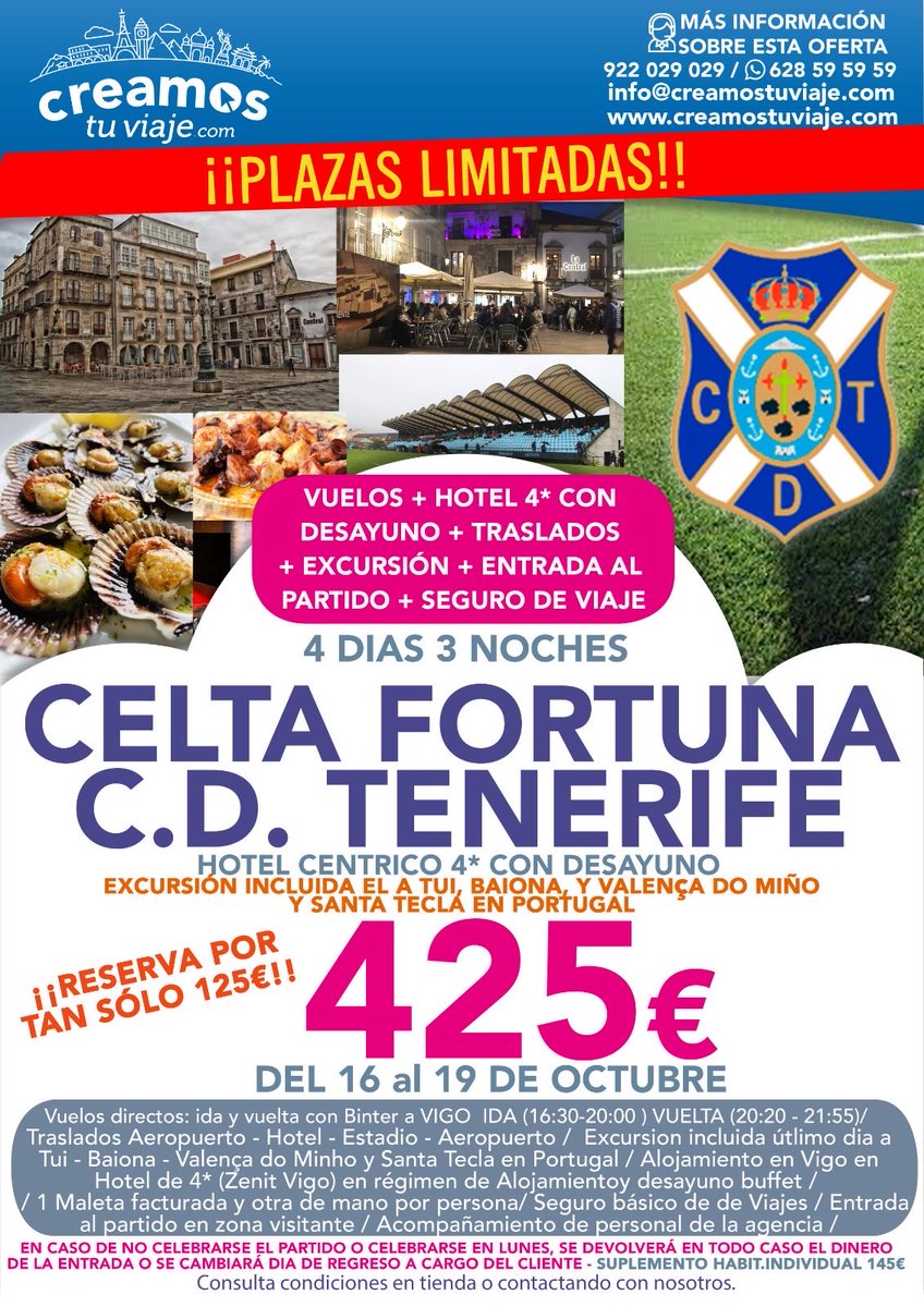 creamostuviaje's tweet photo. Día de Heliodoro 🏟️🌋
Día de vernos las caras en nuestra oficina de Santa Cruz para organizar nuestro próximo viaje junto al @CDTOficial 🏴󠁧󠁢󠁳󠁣󠁴󠁿

Te esperamos desde las 18.30… aunque ya te adelantamos por aquí cuáles son las próximas salidas disponibles 😍! https://t.co/VyN7TZsN3L