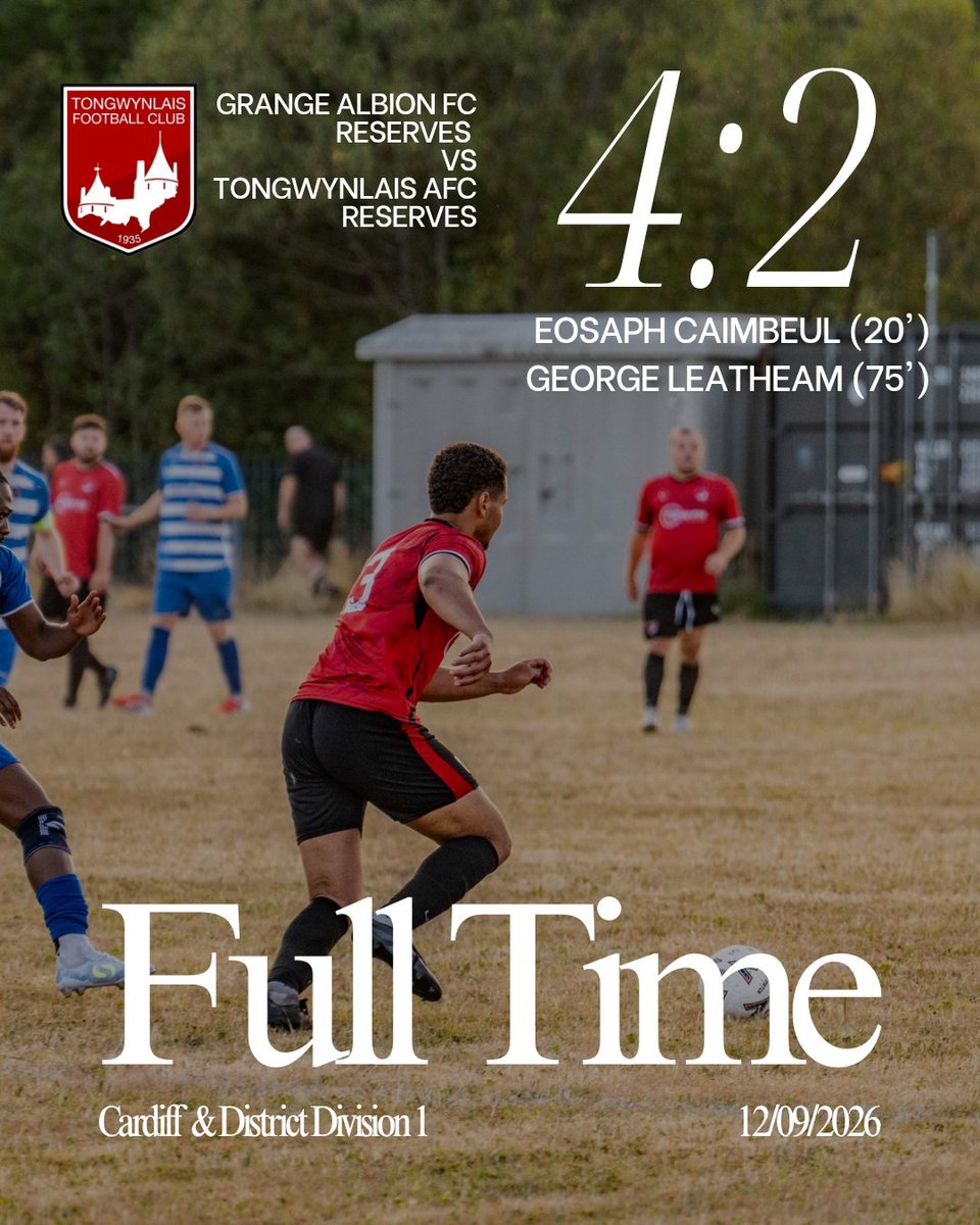 TongwynlaisFC's tweet photo. @ely_valleyfc Our reserves continue to fight for points on the board but lose 4-2 away against @grangealbionfc reserves. Plenty of positives to take from the game.
#UppaTon https://t.co/mXDUiSKNGv