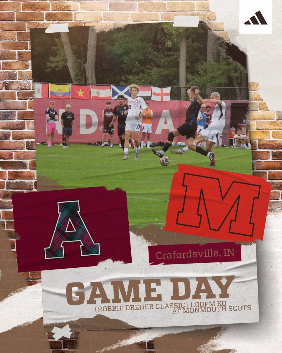 AlmaScotsMSOC's tweet photo. GAME DAY 
Back at it
The Scots close out the Robbie Dreher Classic with Game 2
⚔️ ALMA vs. MONMOUTH
⏰ 1:00 PM KO
📍 Crawfordsville, IN
One more opportunity to compete.
One more opportunity to represent the Scots.
One more opportunity to set the standard. 
ONE TEAM. ONE STANDARD https://t.co/lqKgMsyBfc