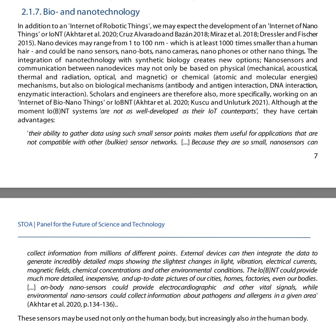 CorinneNokel's tweet photo. 'These #IoBNT sensors may be used not only on the human body, but increasingly also in the human body.'
Think Tank of the European Parliament (2022)
Panel for the Future of Science and Technology
Falko Dressler, TU Berlin
Stefan Fischer, U. Lübeck
https://t.co/dj94gsGynl https://t.co/7YWQLbLj2v