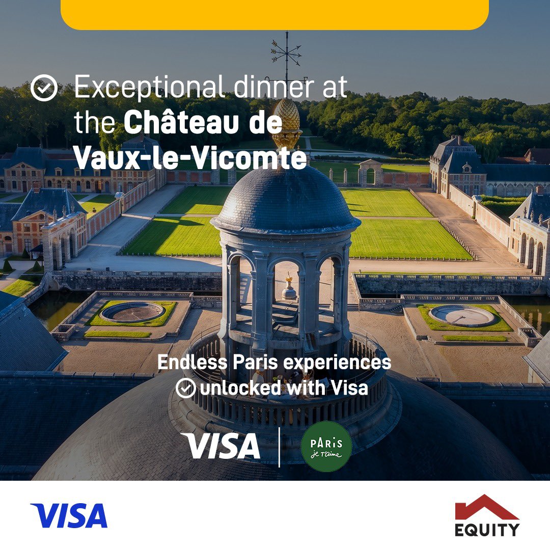 KeEquityBank's tweet photo. Pay with any of your Equity Visa card and dine with ease, wherever you go.
T &Cs Apply
#EquityBank #VisaDestinations #PayWithVisa https://t.co/g4doikTcjF
