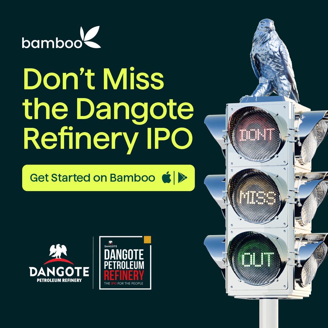 investbamboo's tweet photo. The Dangote Refinery IPO is live on Bamboo, but not for long. Once the offer closes, the chance to take part is gone. 

Download the Bamboo app to invest while it is still open.

Act now and enjoy zero IPO commission fees on Bamboo.