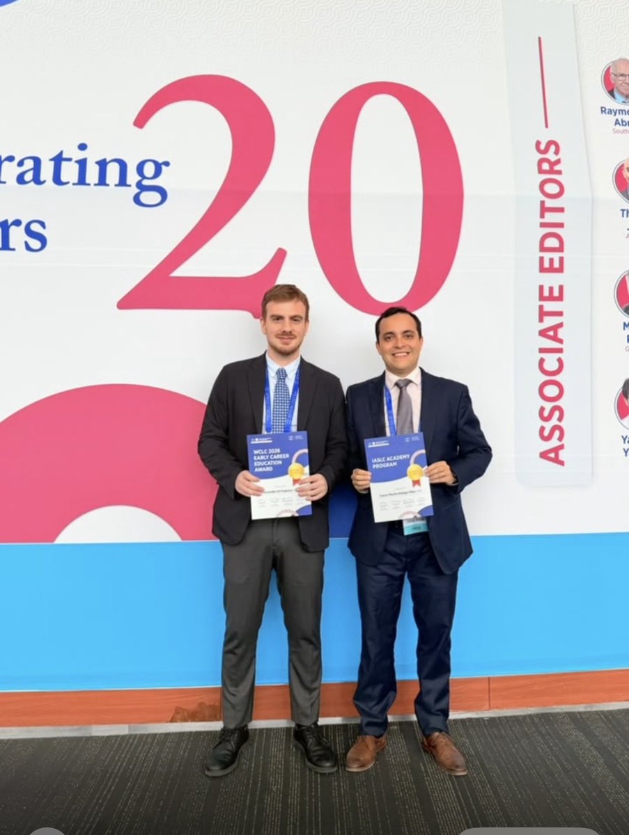 BRicciutiMD's tweet photo. Congratulations to @DiFedericoMD on receiving the @IASLC Educational Award and to @CMHidalgoFilho on being selected for the @IASLC Academy! Very well deserved.
Even more exciting to see them both presenting our work on #BRAF class II/III alterations and #STK11/#KEAP1 in RAS-dependent NSCLC at #WCLC26. #LCSM
@ChristianRolfo @g_mountzios @marinagarassino @DanaFarberNews @BalazsHalmosMD @NarjustFlorezMD