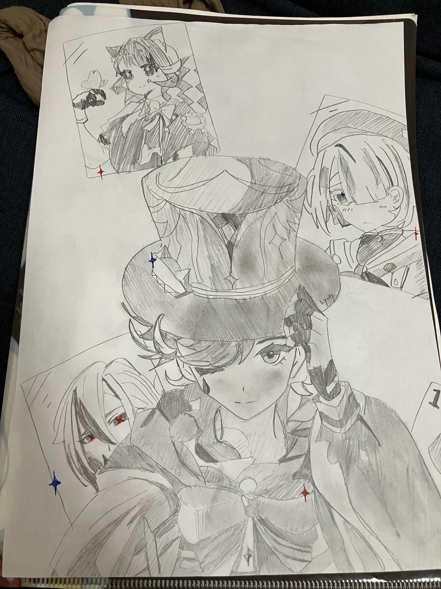 FuleroraRei's tweet photo. 私の友達が描いたアナログイラストです。友達これで、これで！(強調)画力低いとか自分のイラストに自信がない言ってやがるんで褒めちぎってやってください。最後のはボケ枠です。
#拡散希望 https://t.co/NcKrHOvyJF