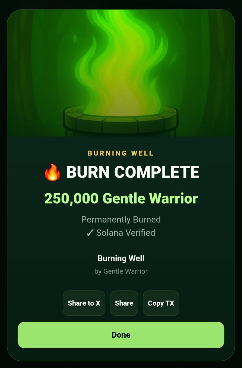 GentleWarrior02's tweet photo. MEMORY GAME — WAVE 1 REWARDS SENT & BURNED!

No one cleared Stage 7, but three dedicated players reached it and pushed the game to its limit. To recognize their effort, all three earned their respective rewards.

🥇 TOP 1 — @cflegendsx
💰 250,000 $GWAR — Reward Sent
Wallet: FC7fJKbbJVHuNKjFjMEq2Miw3RtLjj6Eu7FGte9rrRes

https://t.co/MJwON2rjQW

🥈 TOP 2 — @Dave_1930
🔥 150,000 $GWAR — BURNED
Instead of claiming his reward, he chose to permanently burn it to help the community and support the $GWAR ecosystem.

🥉 TOP 3 — @CutieKuromie123
🔥 100,000 $GWAR — BURNED
She also chose to permanently burn her reward to help the community and support the $GWAR ecosystem.

🔥 TOTAL $GWAR BURNED: 250,000

https://t.co/Oq9u03eIEk 

A special thank you to @Dave_1930 and @CutieKuromie123 for voluntarily giving up their rewards for the community. 💚

And congratulations to all three for an incredible run!

Soft Heart. Strong Spirit.
Stronger Together. 💚

#GentleWarrior #GWAR #MemoryGame #LittleWins #CerebralPalsyAwareness