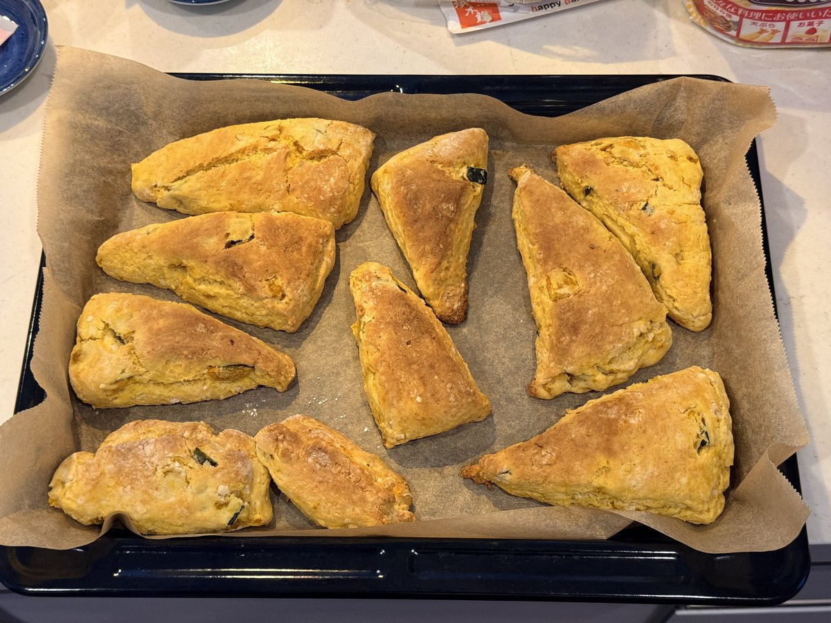 Natsume____'s tweet photo. 秋なのでかぼちゃのスコーンを作った！
今から食べるー https://t.co/wQgTOUR3wB