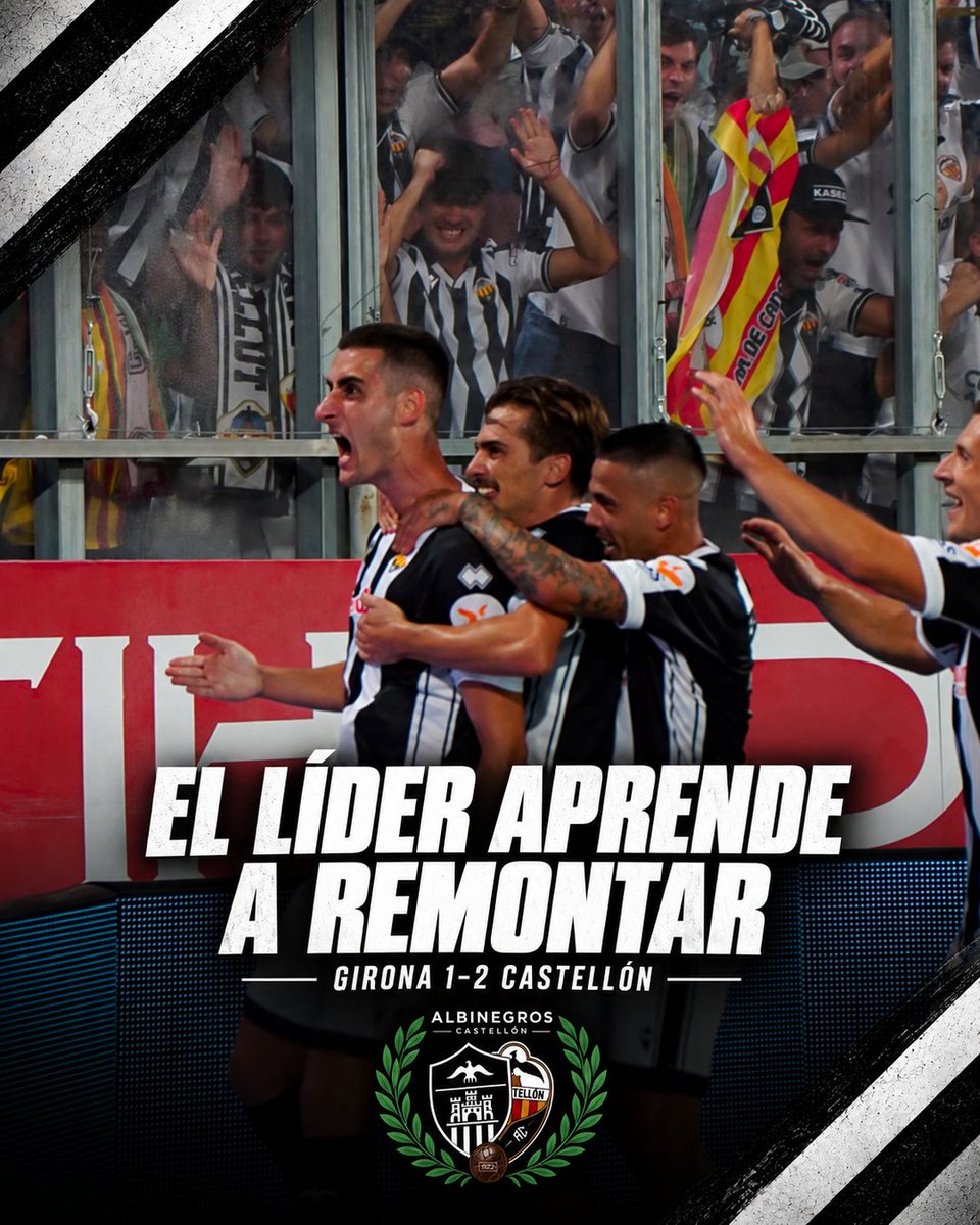 AlbinegrosC's tweet photo. 𝑬𝑳 𝑳Í𝑫𝑬𝑹 𝑻𝑨𝑴𝑩𝑰É𝑵 𝑺𝑨𝑩𝑬 𝑹𝑬𝑴𝑶𝑵𝑻𝑨𝑹. 

Del 1-0 al 1-2 en cinco minutos. Sienra y Álvaro García desatan la locura en Montilivi.

📊 13 de 15
✅ Invictos
✈️ 3 salidas, 3 victorias
🔝 LÍDERES

La crónica 👇
https://t.co/taLW0qgSIy

#CDCastellón #SempreAlbinegres https://t.co/4WmQLJkzWv