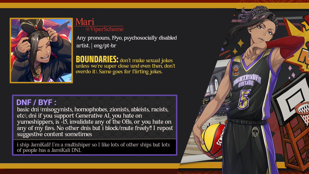 ViperScheme's tweet photo. ───    ๋࣭ ⊹ ࣪ ˖ Read carrd for more info on myself, my boundaries, byf and dni!
https://t.co/rQGIRAMUNn

𓏲 ๋࣭  ࣪ ˖ #twsttwt | #twstintro https://t.co/Bh3JNXZja5