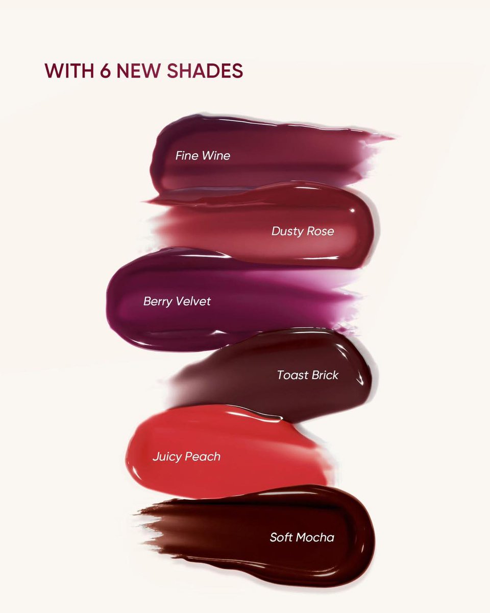 haliey_nelson's tweet photo. Meet the newest members of the lip-loving lineup. 💋
🍷 Fine Wine
🌹 Dusty Rose
🫐 Berry Velvet
🧱 Toast Brick
🍑 Juicy Peach
☕ Soft Mocha
One serum. Six shades. Endless looks. ✨ https://t.co/8H1gyFmNHT