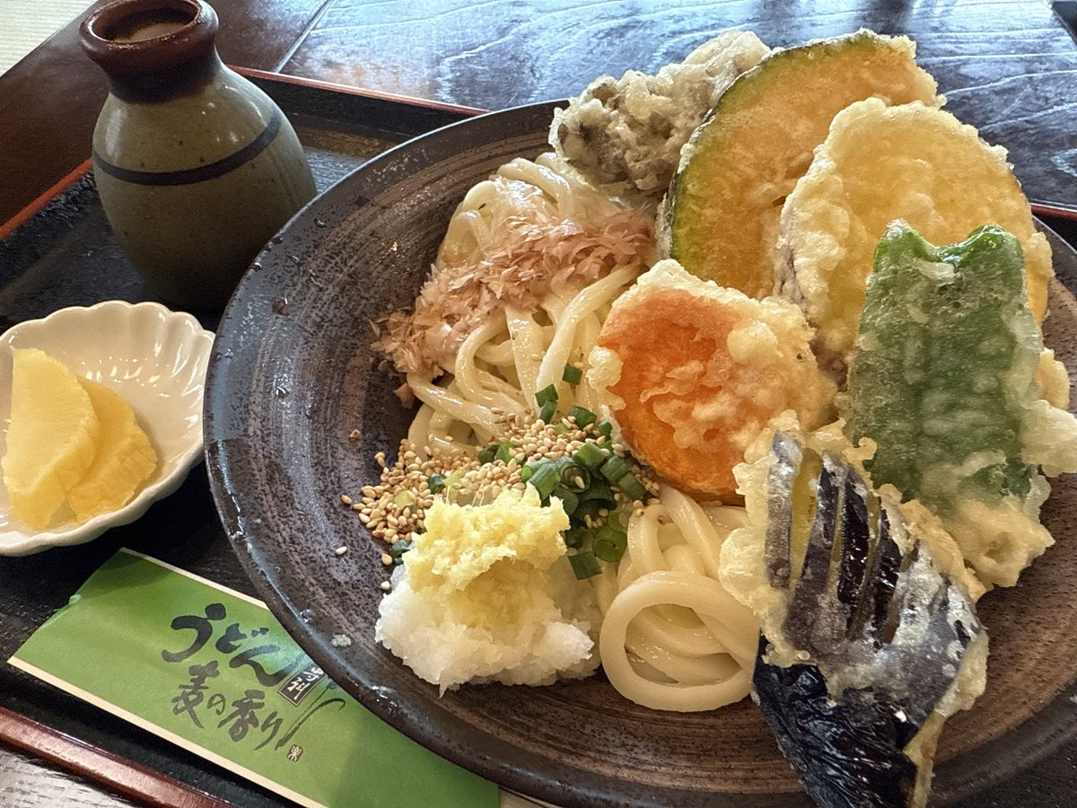 populanta2's tweet photo. お昼は群馬県長野原町にある八ッ場ダム近く　うどん専科麦の香り　野菜天ぶっかけうどんにしました😊　素晴らしく美味しい。

八ッ場ダム階段登りレース「やんばスカイライン」ってのをやってた😊 https://t.co/X32FKER3Oq