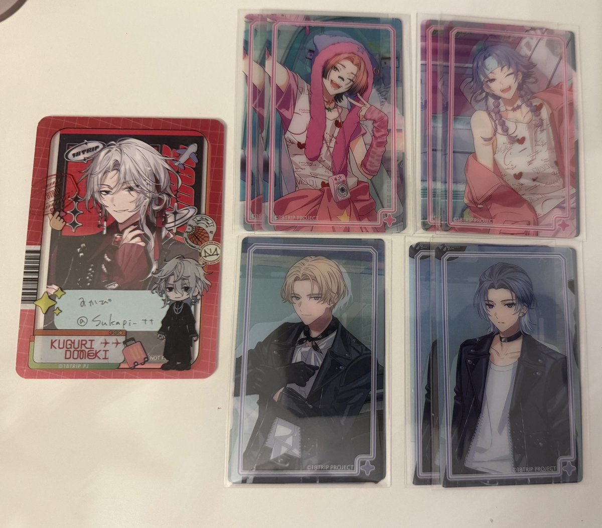 Sukapi_tt's tweet photo. 【交換】18TRIP エイトリ ハマメグリ 展示会 クリアシート

譲：画像(練牙・雪風・礼光・あく太・七基・潮・來人・幾成・千弥・太緒・凪・琉衣・夜鷹・子タろ)

求：潜 添(友人分) > 可不可(友人分)

本日有楽町現地手渡し交換可
後日郵送交換
検索からも気軽にお声掛けください https://t.co/mraqlVM10Y