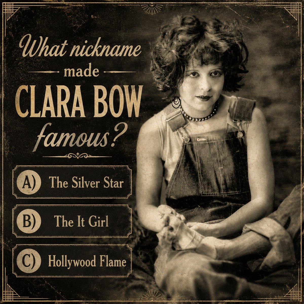 guneykilic's tweet photo. 🎥 Before Marilyn. Before Audrey. There was CLARA BOW. 💄✨
The original “It Girl” of the 1920s ruled the silent film era with charm, confidence, and Jazz Age glamour. Think you know classic Hollywood? Take this quiz and drop your score below! 👇 https://t.co/eLAeGvCoyV