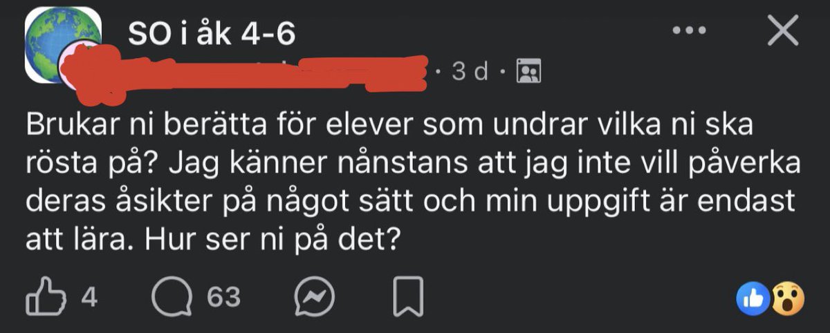 lrarhjon's tweet photo. Att denna fråga ens behöver ställas… Självklart ska inte lärare berätta vad de röstar på eller ens antyda något positivt eller negativt om specifika partier.

Objektiv undervisning om vårt demokratiska system och våra partier, sedan får eleverna skapa sin egen uppfattning. https://t.co/NmJGkRMTNH