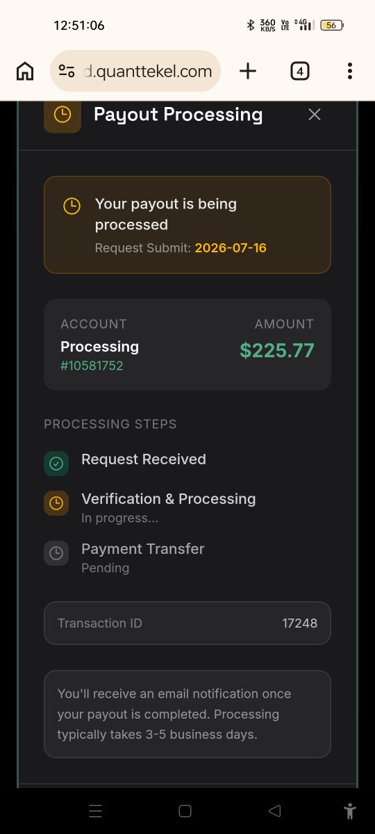 69Gamer00181986's tweet photo. @Trillionarie369 Requested payout in QT funded, on  5k - 225$
On 25k - 402 $ Payouts requested on 2 months and 1 months ago and then got mail  for account breach but in both accounts I took only 15 trade and with that 6 trades were in buy and other were in sell . They gave false reason. 💔 . https://t.co/XPJotXRMIi
