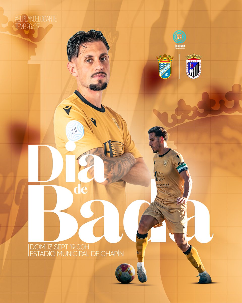 CDBadajoz's tweet photo. 🤍 𝐃𝐈́𝐀 𝐃𝐄 𝐁𝐀𝐃𝐀 🖤

🏆 Jornada 2
🆚 CD Xerez
🕔 19:00
🏟 Estadio Municipal de Chapin

#XerezBadajoz https://t.co/2JZUKi8m5s