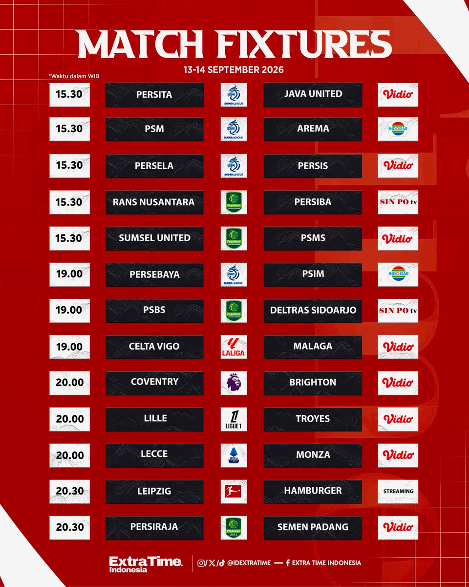 idextratime's tweet photo. #JadwalBolaETI Malam Ini!

Siapkan cemilan, malam ini ada super big match 🤣 https://t.co/AIJt9sWIwO