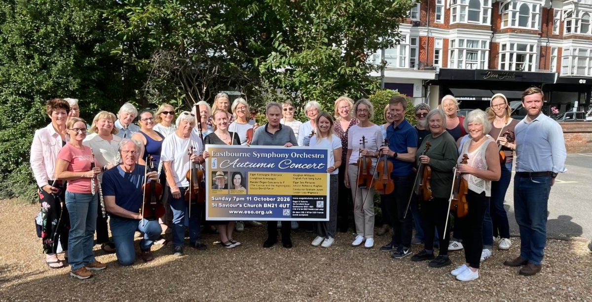 EastbourneSymph's tweet photo. Rehearsals have begun for our Autumn Concert on 11th October. Here we are enjoying a spot of sunshine yesterday. Tickets are available so do book your seat! It promises to be a lovely concert. https://t.co/0lHoaFvpgb