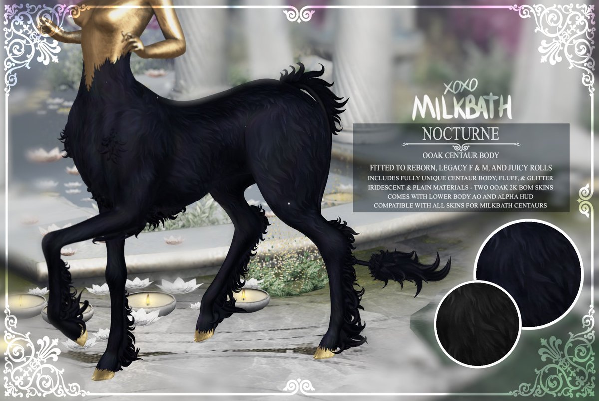 MilkBathxoxo's tweet photo. Amalthea &amp; Nocturne @ DAPS Auction
2 OOAK Centaur Bodies with custom fluff and glitter. Each comes with 2 unique BOM Skins and are compatible with all MILKBATH centaur skins. They come with all the needed parts to build the centaur and rigs for all listed bodies!
More info below https://t.co/C4AWnT8UOE