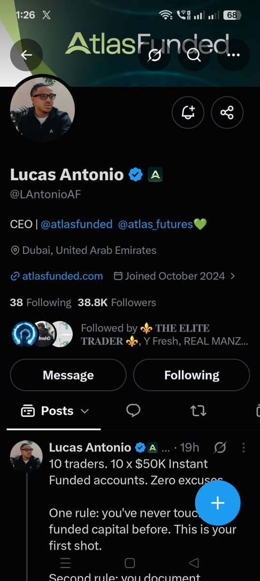 stocksarena45's tweet photo. @lbukar1 @LAntonioAF @atlasfunded @MangariSul74189 @alhajiabdul__fx @SirFamousFx @bigbrowserfx @Majeed_Fxx @propworldnews @UzakGold It's a great opportunity for traders who don't have capital let's pray for the best ✅🙏 
Atlas funded firm is the one of the best firm which have less rules and regulations and gives payout on time ✅ 
All task done ✅ 
@sahilrai45 
@Apngs__08667 
@yogendra4510 https://t.co/3QXBAQbac6