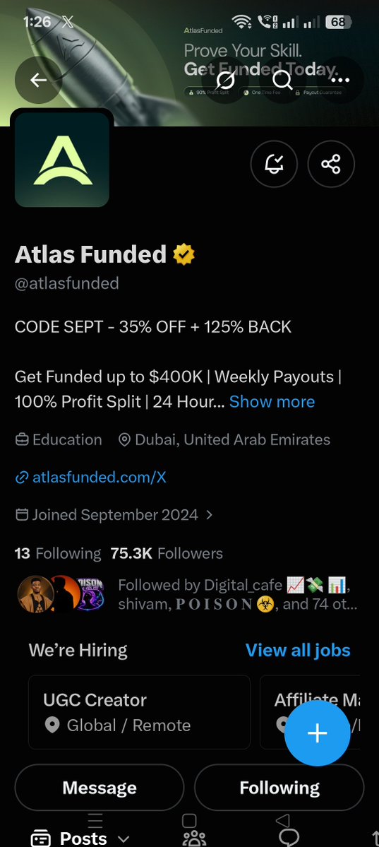 stocksarena45's tweet photo. @lbukar1 @LAntonioAF @atlasfunded @MangariSul74189 @alhajiabdul__fx @SirFamousFx @bigbrowserfx @Majeed_Fxx @propworldnews @UzakGold It's a great opportunity for traders who don't have capital let's pray for the best ✅🙏 
Atlas funded firm is the one of the best firm which have less rules and regulations and gives payout on time ✅ 
All task done ✅ 
@sahilrai45 
@Apngs__08667 
@yogendra4510 https://t.co/3QXBAQbac6