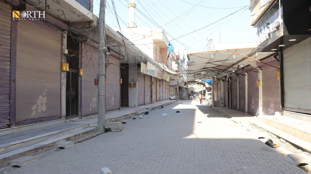 NPA_English's tweet photo. #Kobani in northern #Syria declares a general closure in mourning for the victims of a prison fire, with businesses and public institutions shutting down to honor those who lost their lives. #Kurds https://t.co/1WYn0sppfy