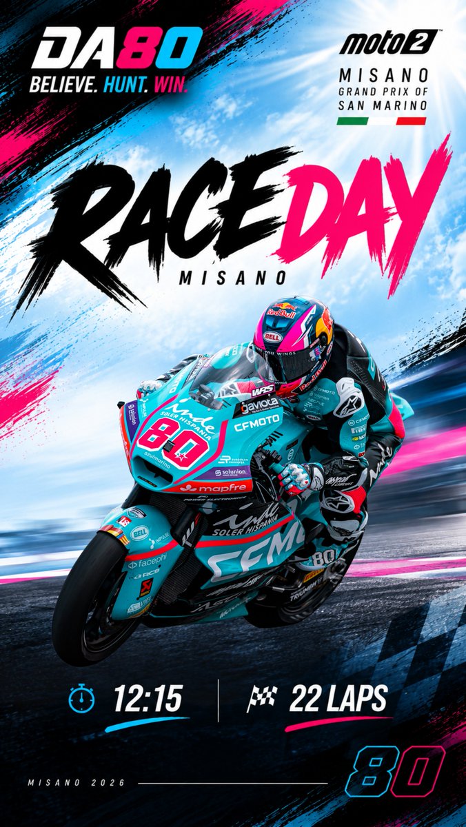 da80studio's tweet photo. RACE DAY 🔥🇮🇹

22 laps to fight, move forward and make every opportunity count.

Eyes forward. Full commitment. 🩵🩷
@AsparTeam @ATorrejondelRey @deportesclm @gobjccm @ManuTormo @CANALGUDEPORTES #davidalonso80 #AsparTeam #MotoGP #Moto2 #SanMarinoGP #misano #RaceDay https://t.co/doGAbuqOi8