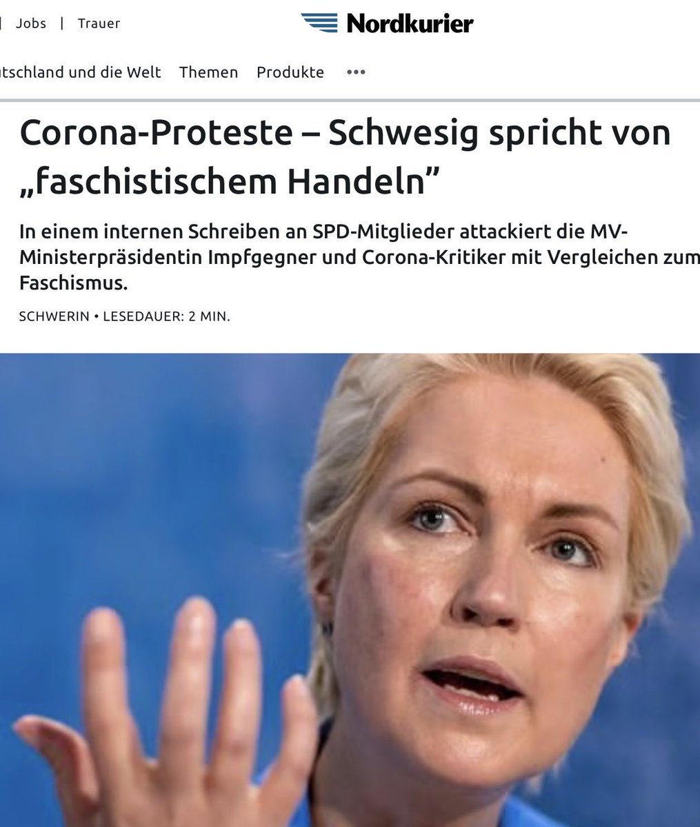 rosenbusch_'s tweet photo. „Es gibt eine sich radikalisierende Gruppe, die dem Staat faschistisches Handeln unterstellt, aber sich selbst solcher Methoden bedient.“

— Manuela Schwesig

(…) 
“Die Proteste in MV, an denen sich zuletzt Tausende Menschen beteiligten, verliefen größtenteils friedlich.”#RichtigErinnern