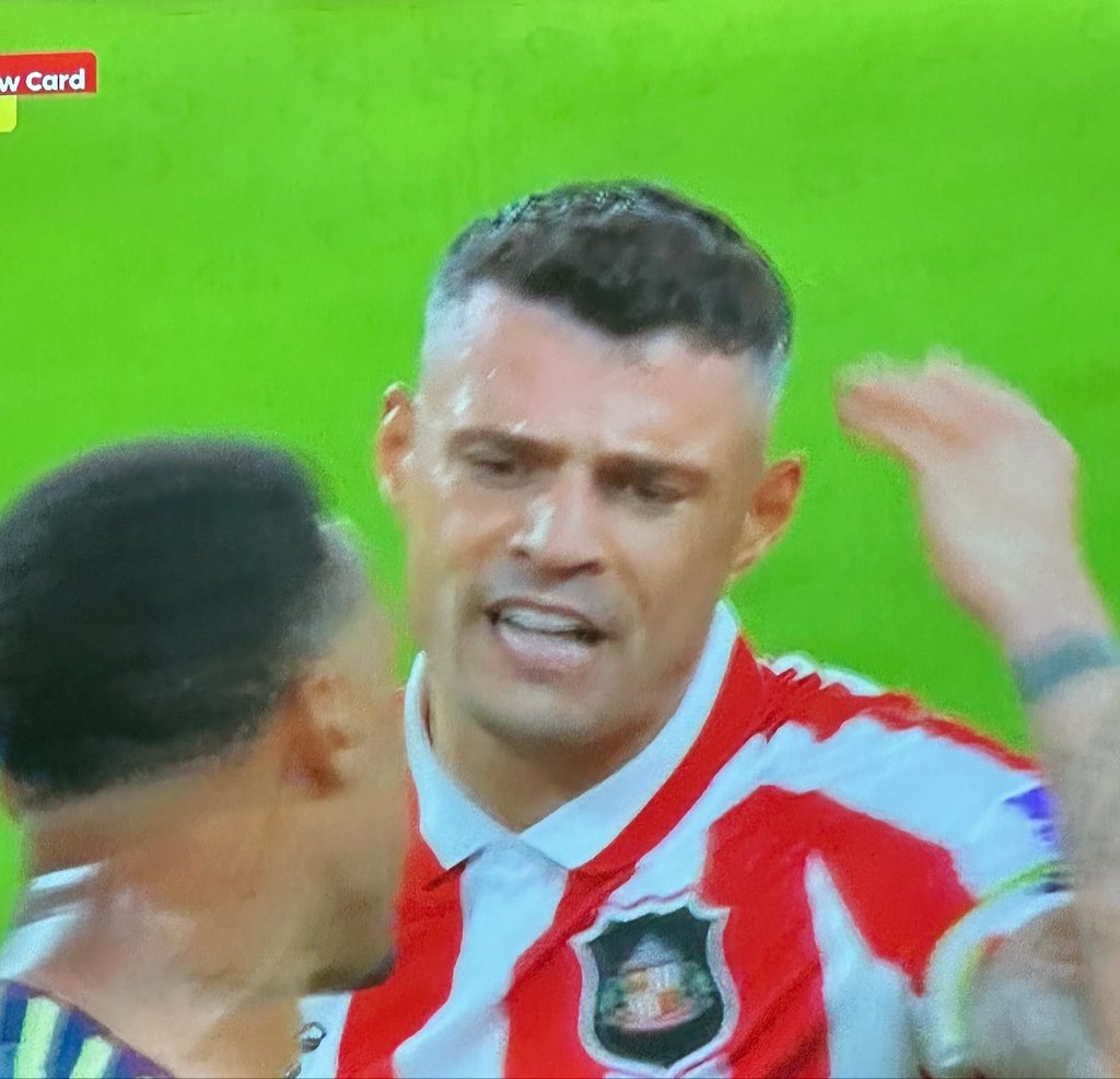 Thegame_report's tweet photo. 🚨 🚨Granit Xhaka on his fightwith Gabriel during Sunderland 2-0 defeat to Arsenal:

“I hope any team can win the premier league aside Arsenal, the referee protects them too much and it’s annoying, most of the referees in the premier league do favour Arsenal”. https://t.co/frSVWcYWDQ