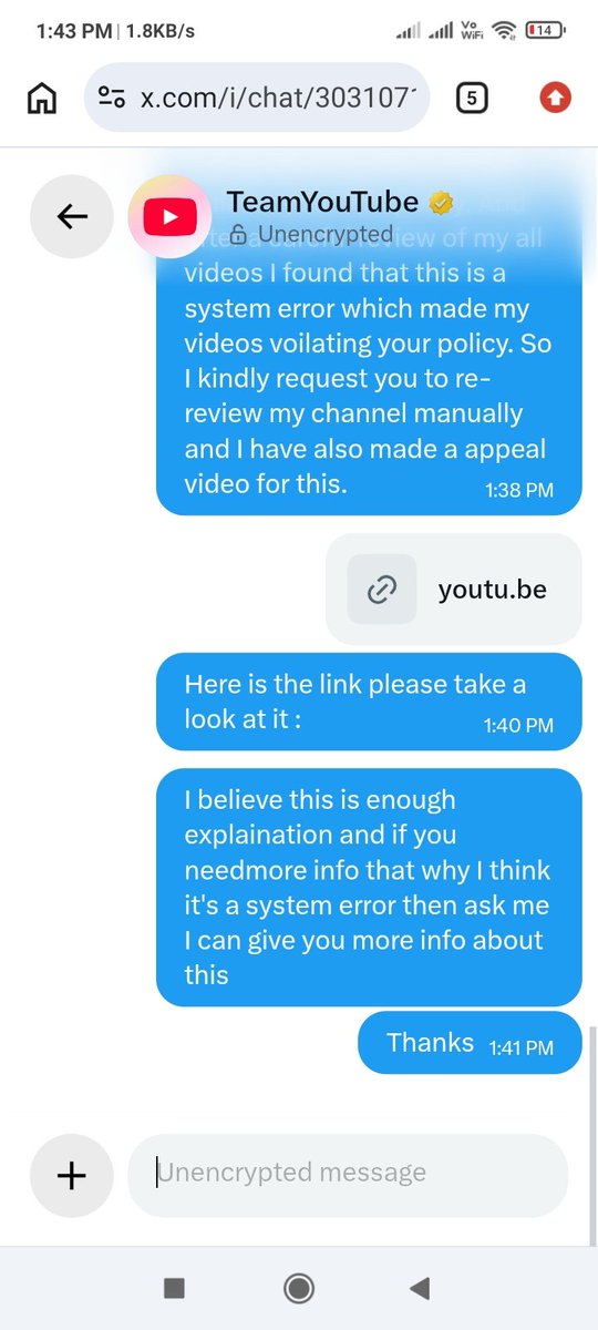 MakeJokeKamil's tweet photo. @TeamYouTube @TeamYouTube i responded to your reply again. Please take a look at my dm.
🙏 Thanks https://t.co/CDKgbp92fQ