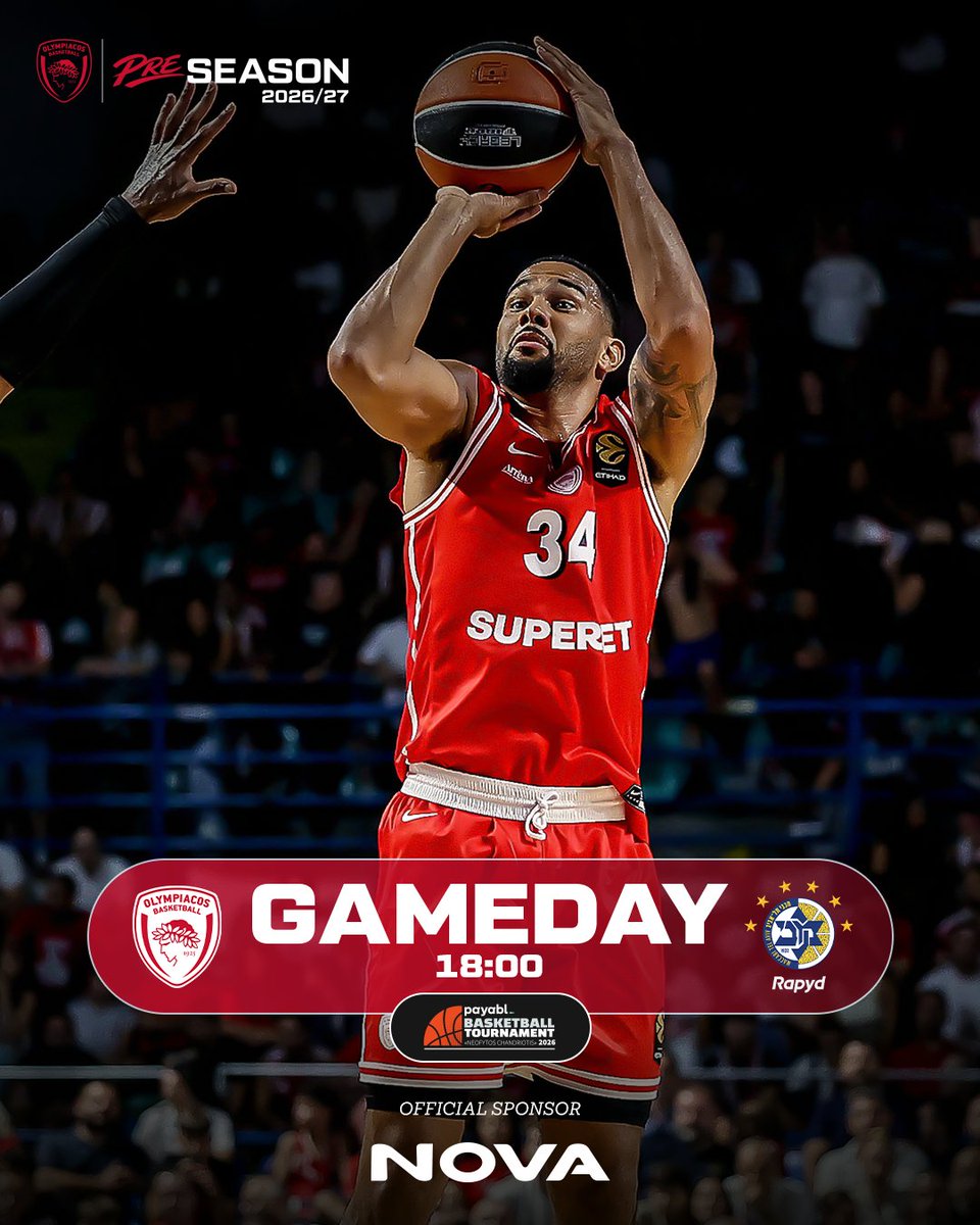 Olympiacos_BC's tweet photo. 🔴⚪ GAME DAY | #OLYMTA

International Basketball Tournament Cyprus
🆚 Maccabi Rapyd Tel Aviv
📍 Tassos Papadopoulos-Eleftheria Indoor Hall
🕘 18:00
📺 SKAI

#OlympiacosBC #WeAreOlympiacos #TogetherWeFight https://t.co/1Ss4hoEXzq